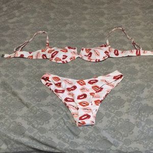 Lip Print Bathing Suit